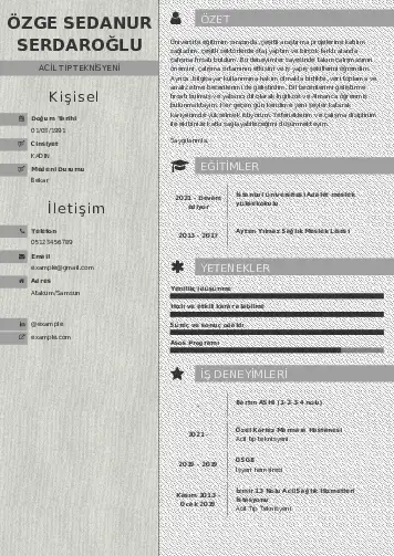 Acil Tıp Teknisyeni CV Örnekleri cv indir
